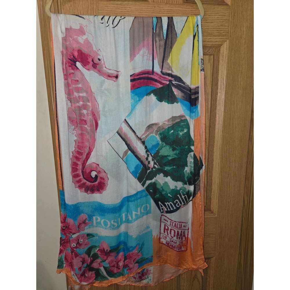 Talbots Italy Travel Scarf Positano Amalfi Capri Viscose Multi Color 48x24